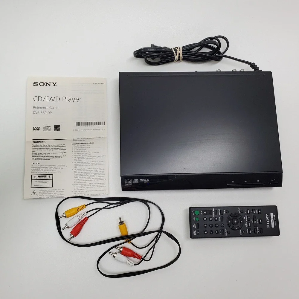 Sony DVP-SR210P CD DVD Player Black with Remote Cables and Manual